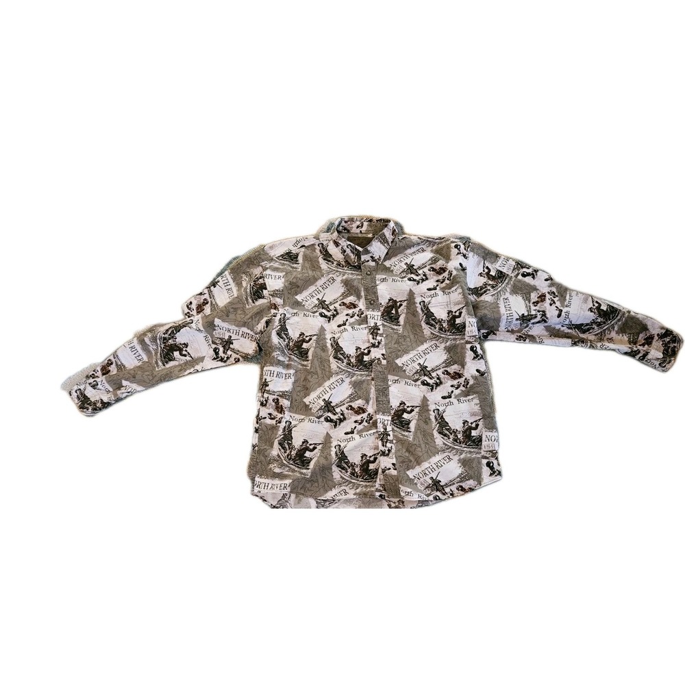 North River Outfitters Long Sleeve Button Down‎ Shirt XL Hunting Brown/Green